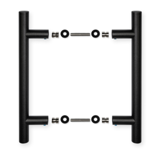 In-Door Paire de poignées de porte noires rondes Inox 22/200/300/noir