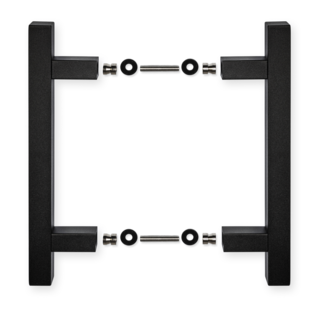 In-Door Paar schwarze Türgriffe quadratisch 25/200/300 Edelstahl/schwarz