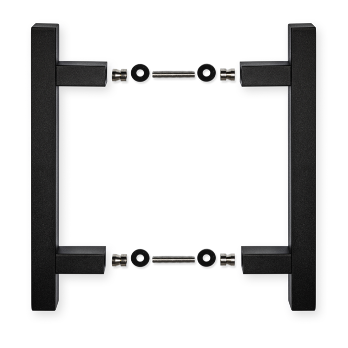 In-Door Paire de poignées de porte noires carrées Inox 25/200/300/structure noire