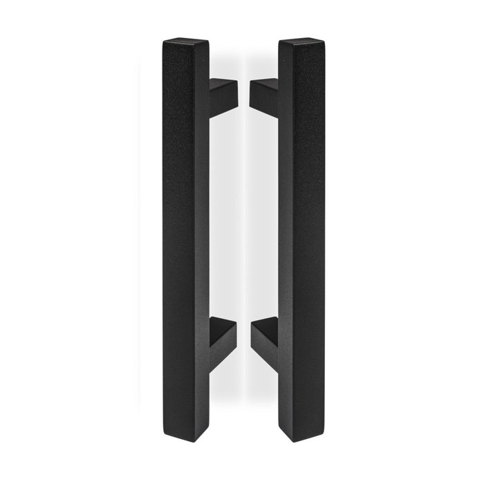 In-Door Paar schwarze Türgriffe quadratisch 25/200/300 Edelstahl/schwarze Struktur
