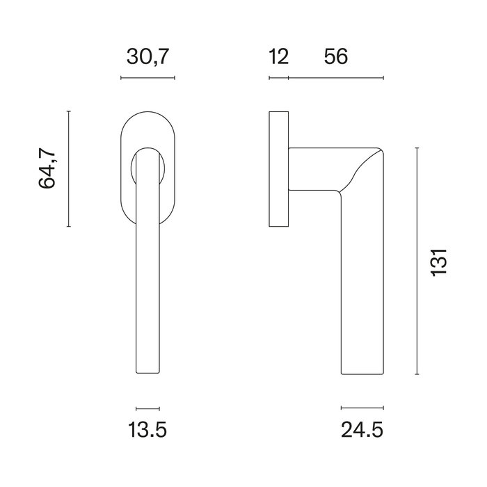 Aprile Solid Aprile window handle KALMIA R in gold PVD