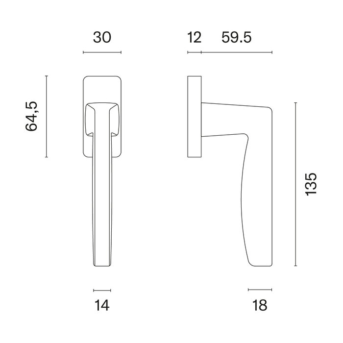 Aprile Matte Chrome Aprile window handle ERBA Q