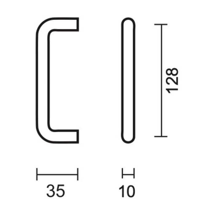 HDD Black furniture handle U 10mm