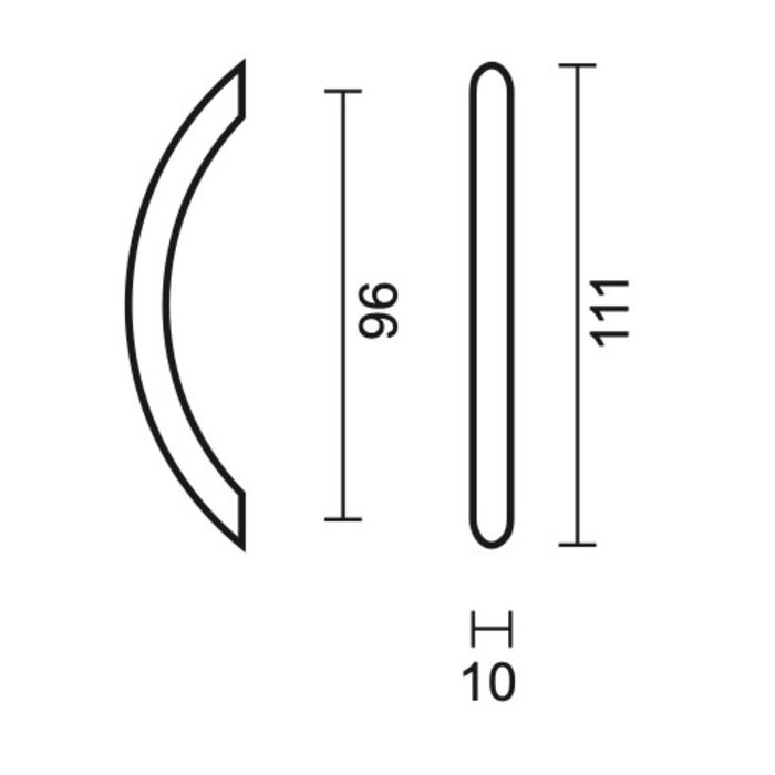 HDD Zwarte meubelgreep BOOG 10 mm