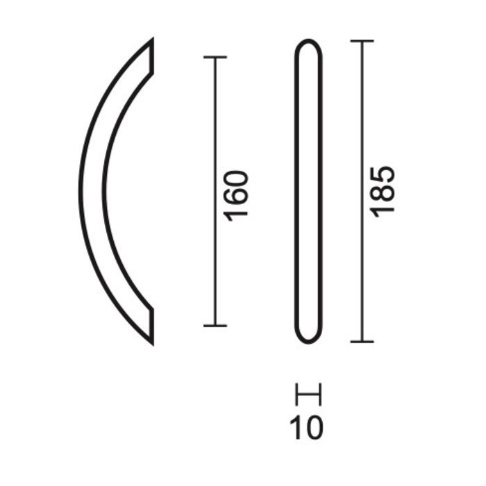 HDD Black furniture handle BOOG 10 mm