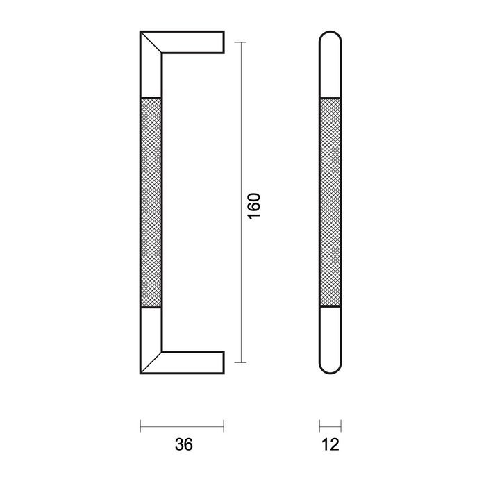 HDD Black furniture handle HASHTAG 12 mm