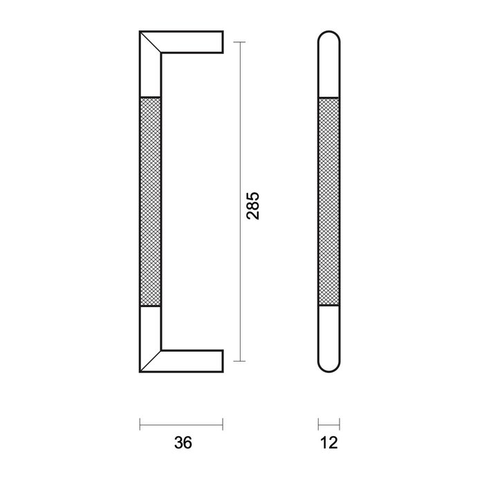 HDD Black furniture handle HASHTAG 12 mm