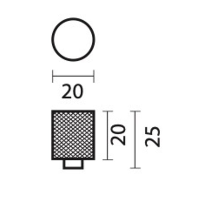 HDD Zwarte meubelknop HASHTAG Ø 20 mm kruislings geslepen