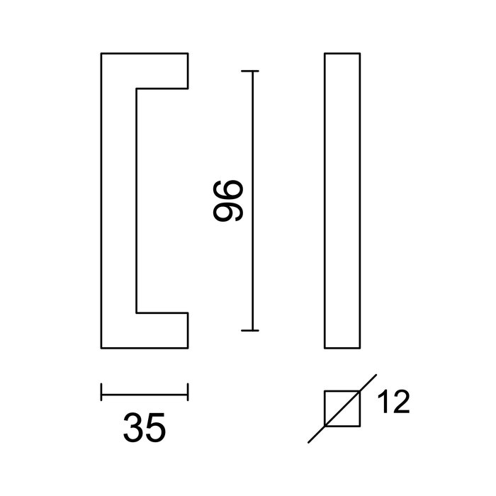 HDD Black furniture handle CUBICA 12mm