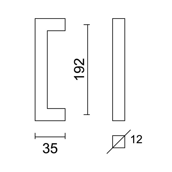 HDD Black furniture handle CUBICA 12mm
