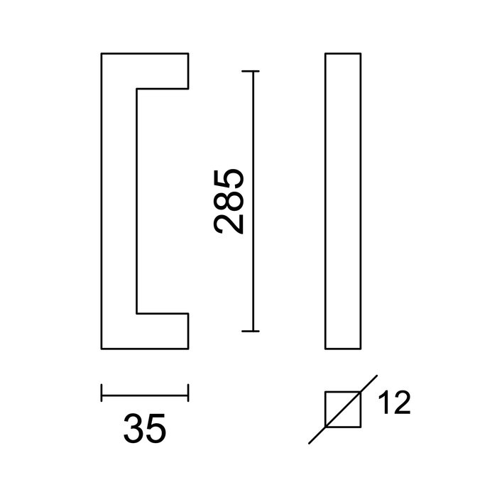 HDD Poignée de meuble en acier inoxydable CUBICA 12mm