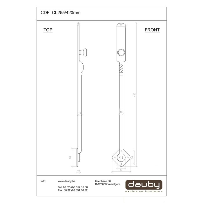 Dauby Pièce antivol d'écurie CL255 Rouille (RC) 420mm