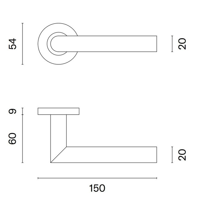STERK Stainless steel door handles OVAL 1701 with a handle of Ø 22 mm