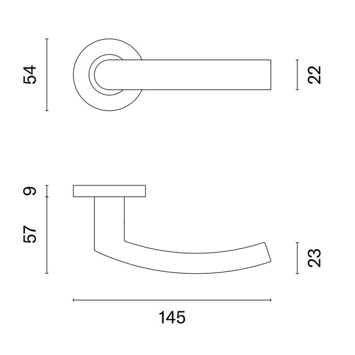 STERK Round stainless steel door handles OVAL 1706 on 9 mm thick rosettes