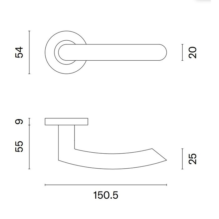 STERK Runde Edelstahl-Türgriffe OVAL 1707 auf 9 mm starken Rosetten