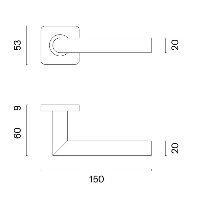 STERK Black door handles KVADRAT 1701 square