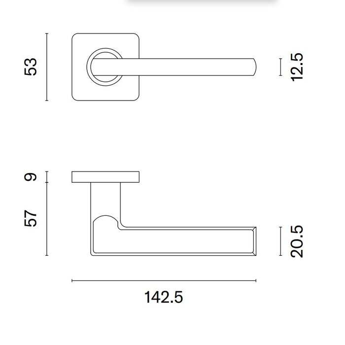 STERK Edelstahl-Türgriffe KVADRAT 1702 auf 9 mm dicken Rosetten