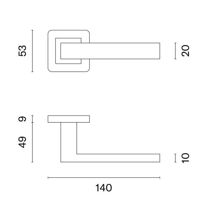 STERK Poignées de porte en acier inoxydable KVADRAT 1703 sur rosaces de 9 mm d'épaisseur