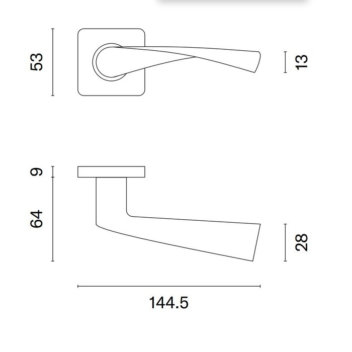 STERK RVS deurklinken KVADRAT 1708 op rozetten van 9 mm dik