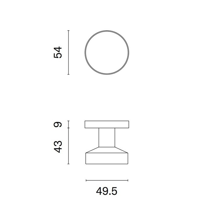 STERK Fixed stainless steel door knob OBAL 1705 on 9 mm thick rosettes
