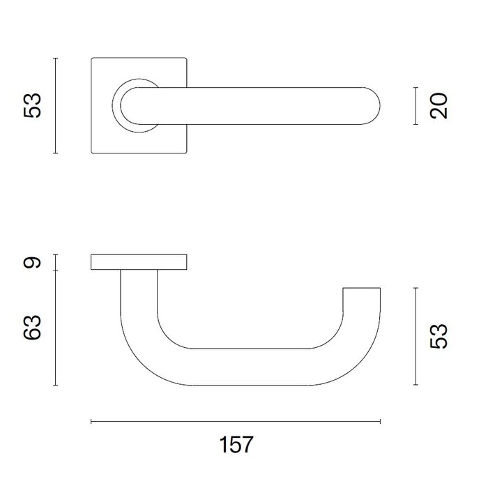 STERK Edelstahl-Türgriffe KVADRAT 1704 auf 9 mm dicken Rosetten