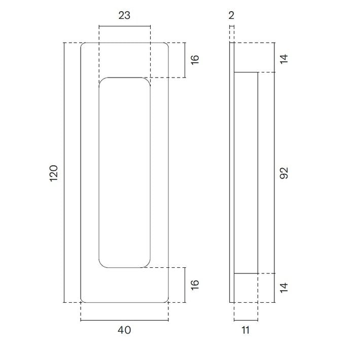 STERK Vasque rectangulaire blanche pour porte coulissante 1716 - 120x40 mm pour portes en bois