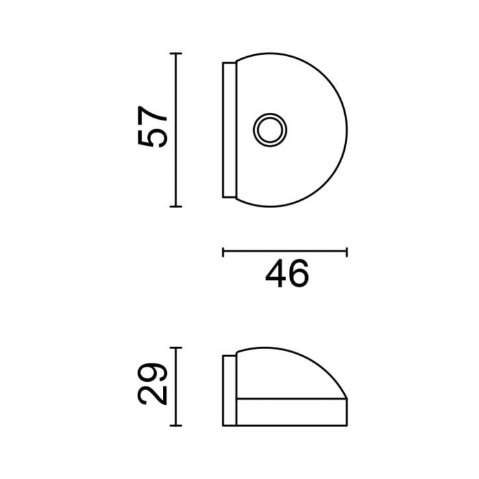 HDD Mat zwarte vloerdeurstop halve maan verhoogd - vloermontage