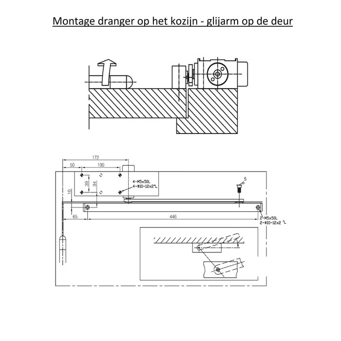 HDD Türschließer mit Gleitarm DORINT IT920 - Schließkraft 2-4 Alu Look