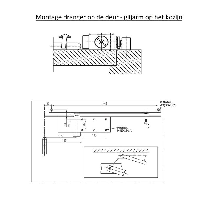 HDD Schwarzer Gleitarmtürschließer DORINT IT920 - Schließkraft 2-4