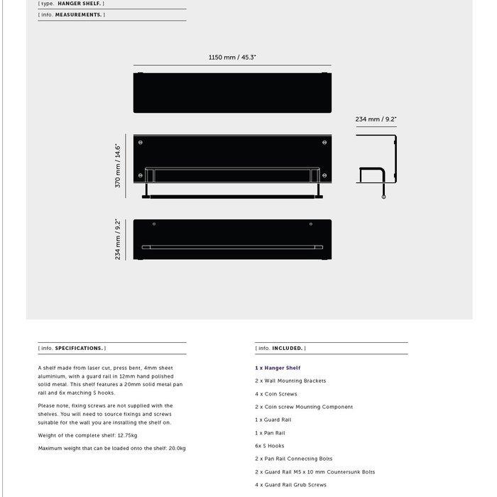 Buster+Punch Étagère de cuisine / Cintre / Pierre / Acier