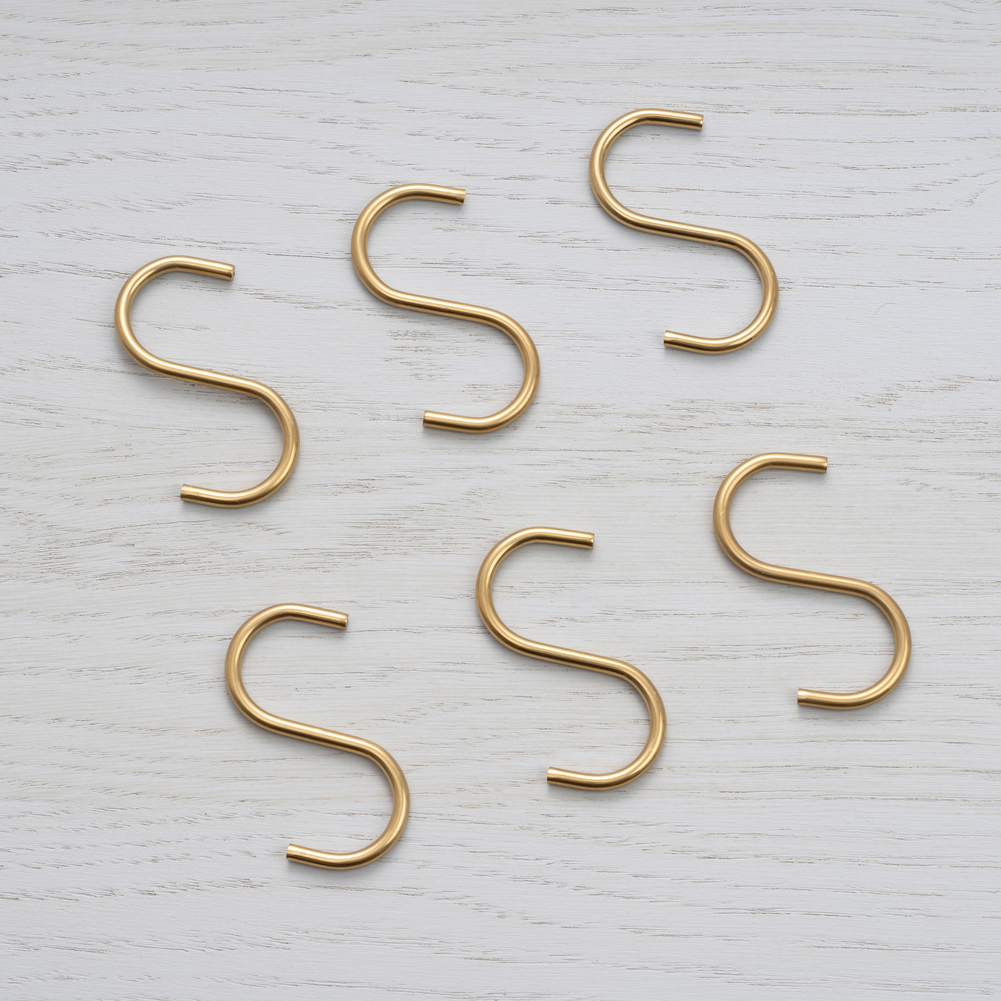 Hanger Shelf / S Hook / Brass / Set of 6