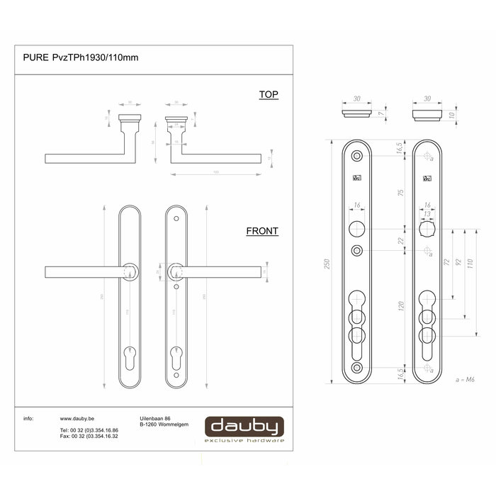 Dauby Security set PH1930 + PH1930 aged iron (VO) - black - 72 - 92 - 110mm