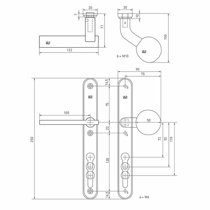 Dauby Security set TOP + PH2017 raw metal (RM) - 72 - 92 - 110mm
