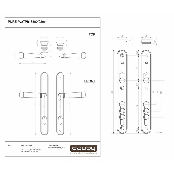 Dauby Security set PH1830 + PH1830 matt white bronze (WBS) - 72 - 92 - 110mm