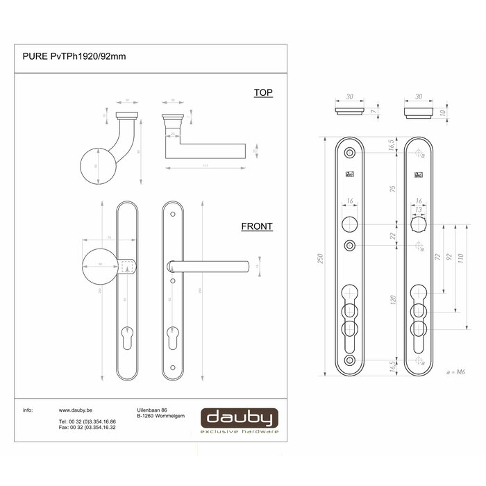 Dauby Kit de sécurité TOP + PH1920 bronze brut (RB) - 72 - 92 - 110mm