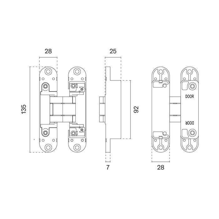 STERK Invisible 3D Hinge matt black - 28 x135mm - 3D adjustable