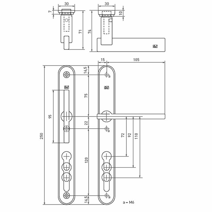 Dauby Sicherungsset PH2017 + PH2017"T" Rohbronze (RB) - 72 - 92 - 110mm