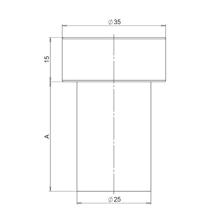 Assa Abloy Butée de porte universelle cylindrique en acier inoxydable 25x37 mm, caoutchouc 35x15 mm