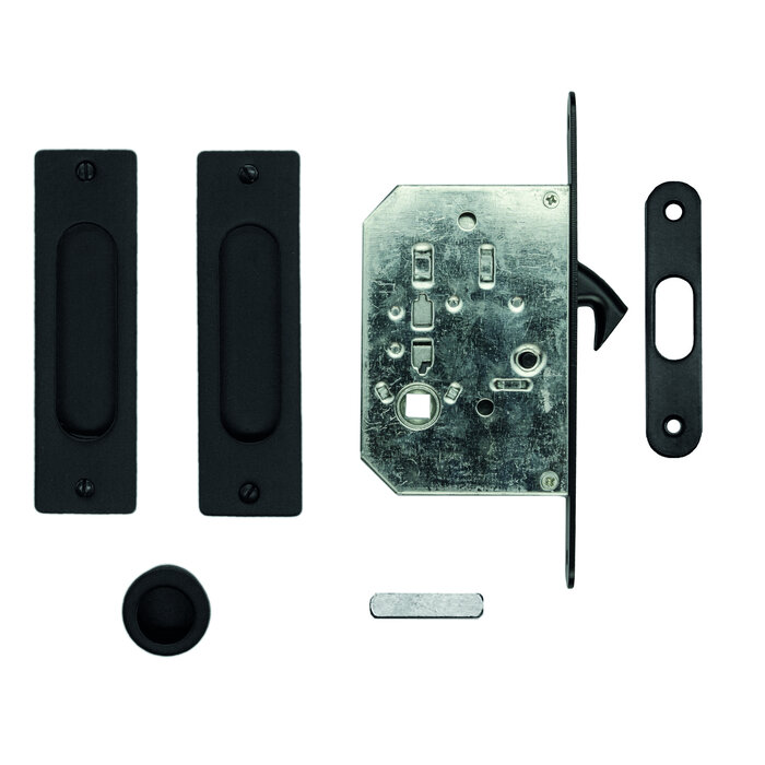 HDD Sliding door bowl Fra oval carre+ lock black per set