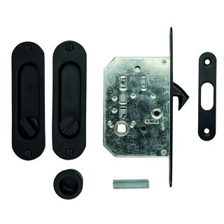 HDD Cuvette porte coulissante noire Fra ovale + serrure par set