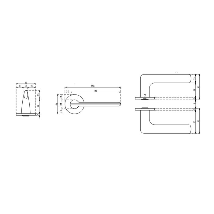 Aprile Zwarte deurklinken VIOLA op extra dunne rozetten
