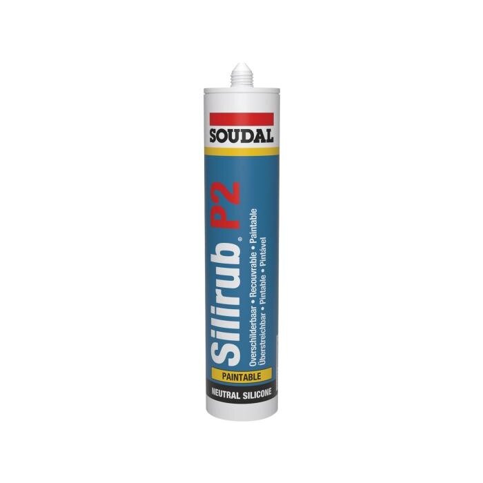 SOUDAL 600 ml Silirub P2 beperkt overschilderbare silicone in worst (12 stuks)