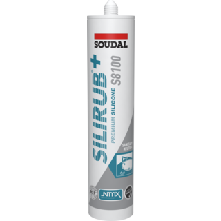 SOUDAL 300 ml de silicone sanitaire résistant aux intempéries Silirub+ S8100