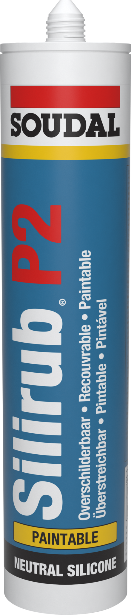 SOUDAL 300 ml Silirub P2 limited paintable silicone in a tube