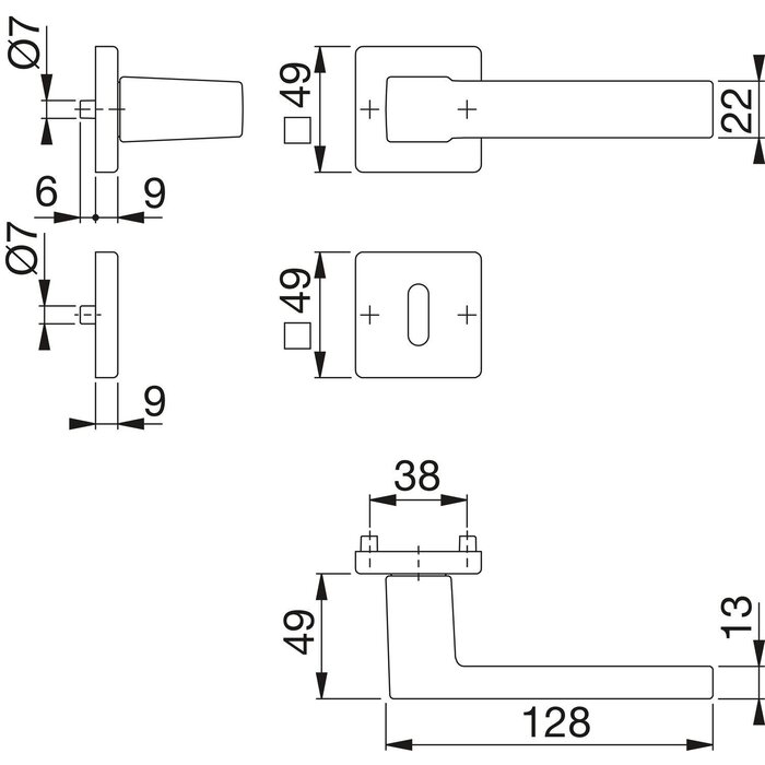 Hoppe Poignée de porte Hoppe noire AUSTIN à goupille rapide - Classe 3