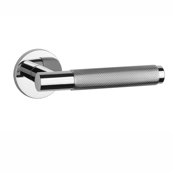 Aprile Poignées de porte Aprile MOLINIA chromées polies sur rosace ronde