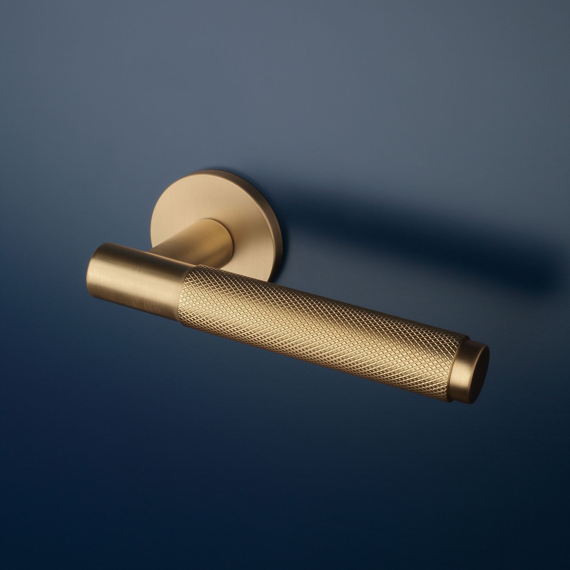 Mat gold Aprile door handles with cross cut handles