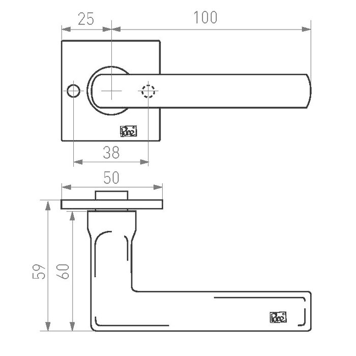 Dauby Hole part black door handles PH1920 aged iron (VO)