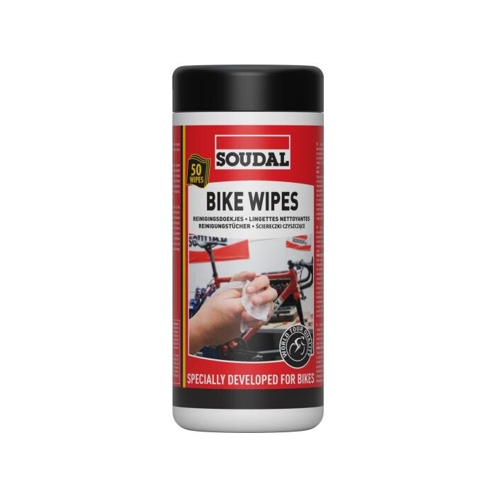 SOUDAL Bike Wipes is een reinigingsdoek met extra groot formaat - 50 stuks