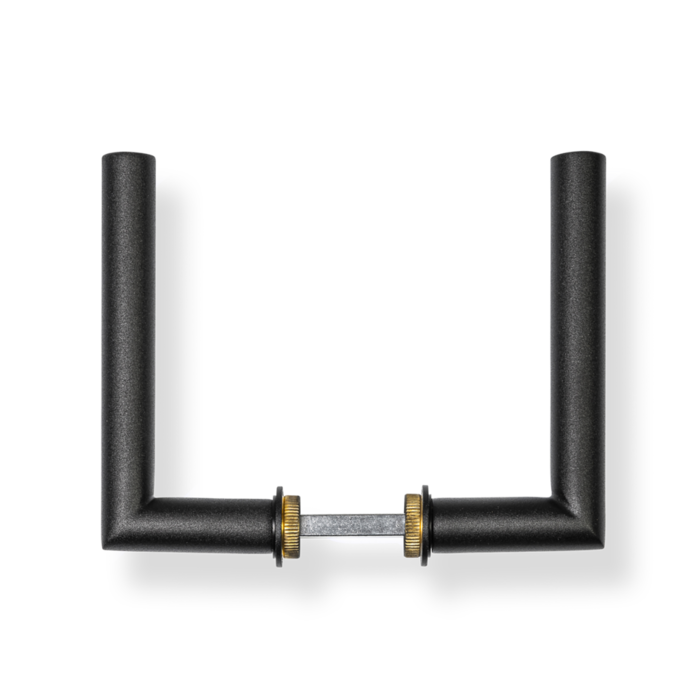 In-Door Minimalist black round door handle + black narrow lock